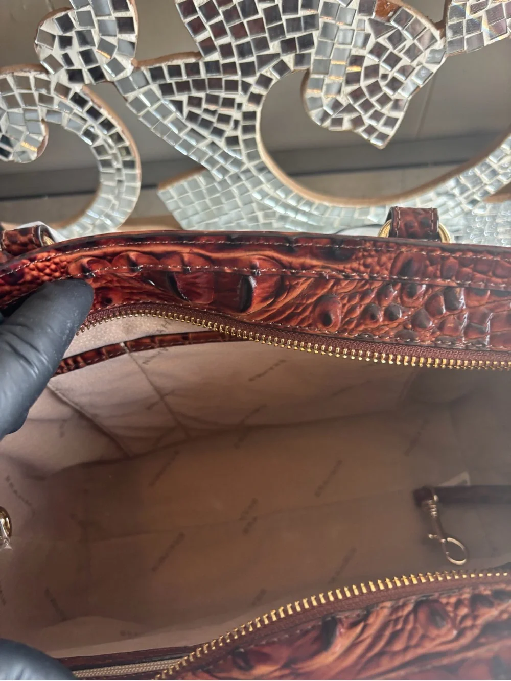 ⭐️Brahmin Deep Chestnut Croc-Embossed Satchel - Picture 11 of 12
